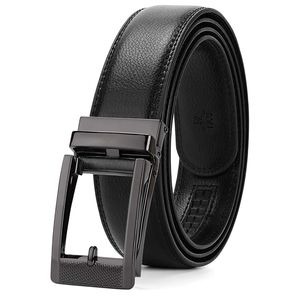 Mens Leather Ratchet Adjustable Dress Belt Black